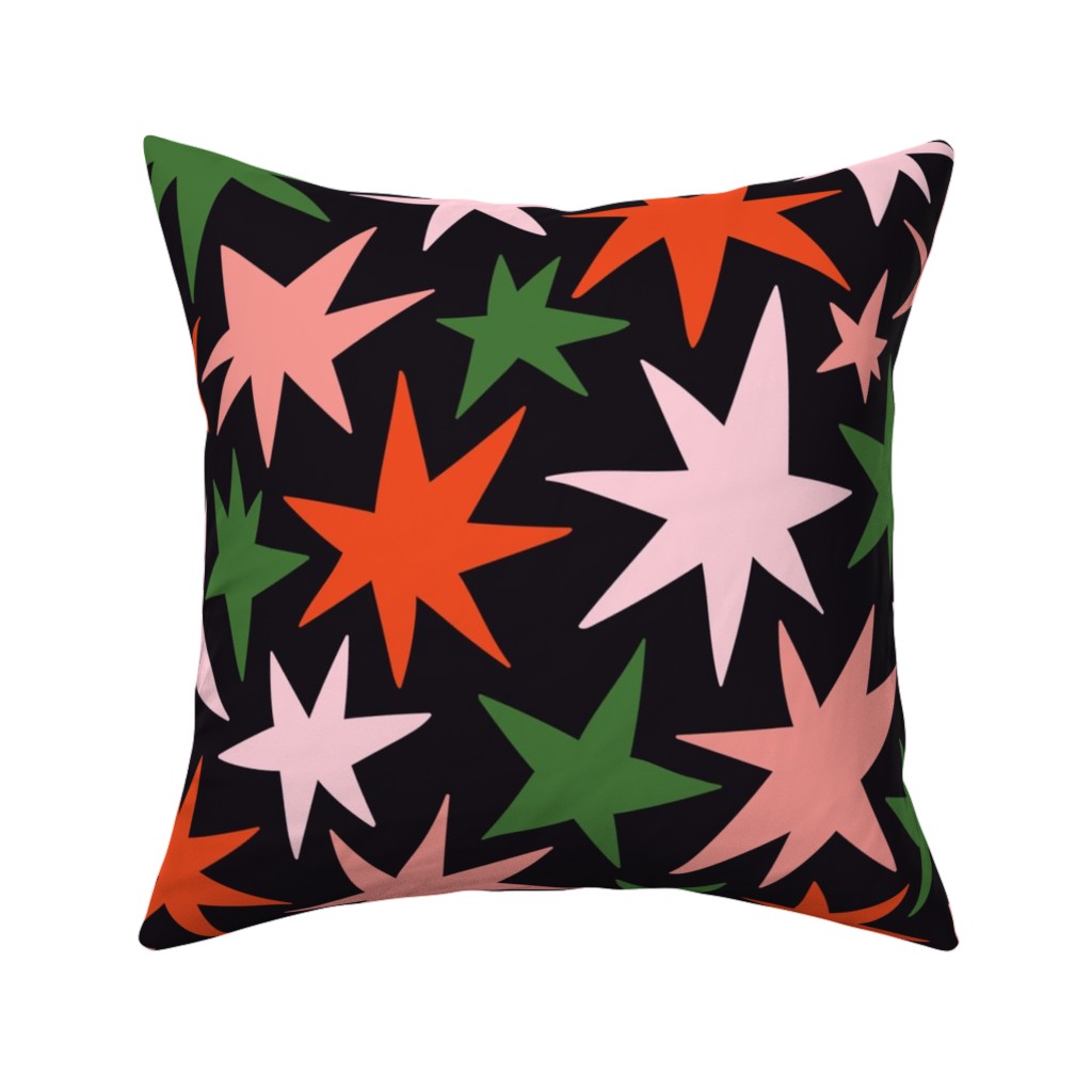 Christmas Stars - Multi Pillow, Woven, Black, 16x16, Single Sided, Multicolor