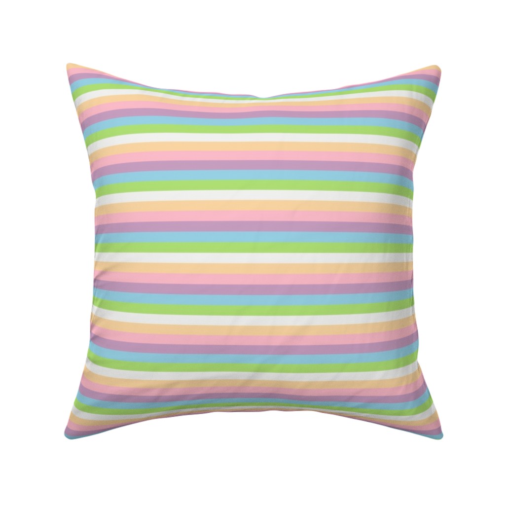 Multi Colored Stripes - Pastel Pillow, Woven, Black, 16x16, Single Sided, Multicolor
