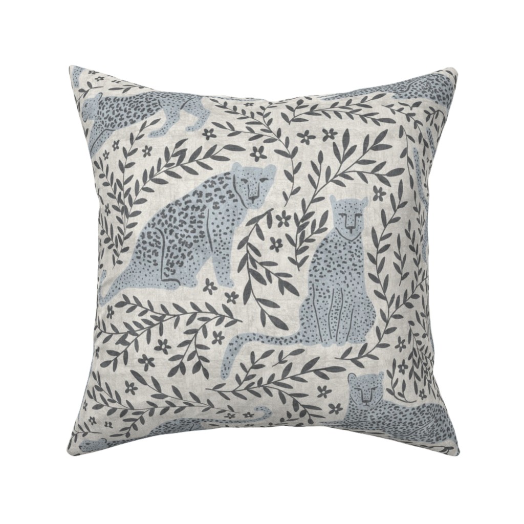 Jungle Cat Pillow, Woven, Black, 16x16, Single Sided, Gray
