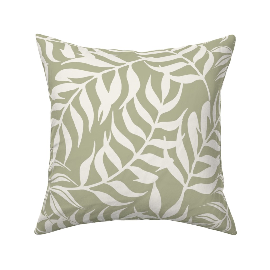 Moving Palms Pillow, Woven, Black, 16x16, Single Sided, Green