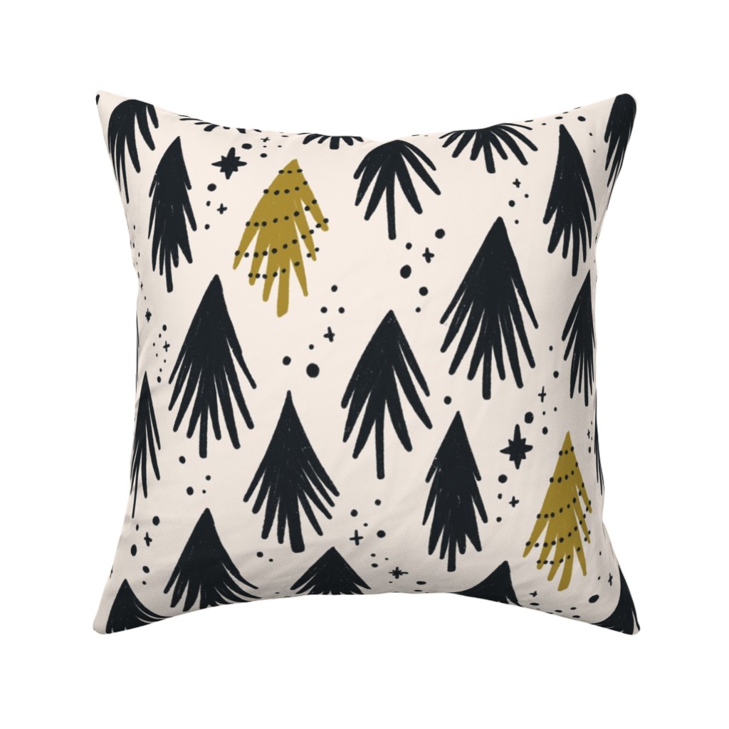 Carol Pillow, Woven, Black, 16x16, Single Sided, Black, Black