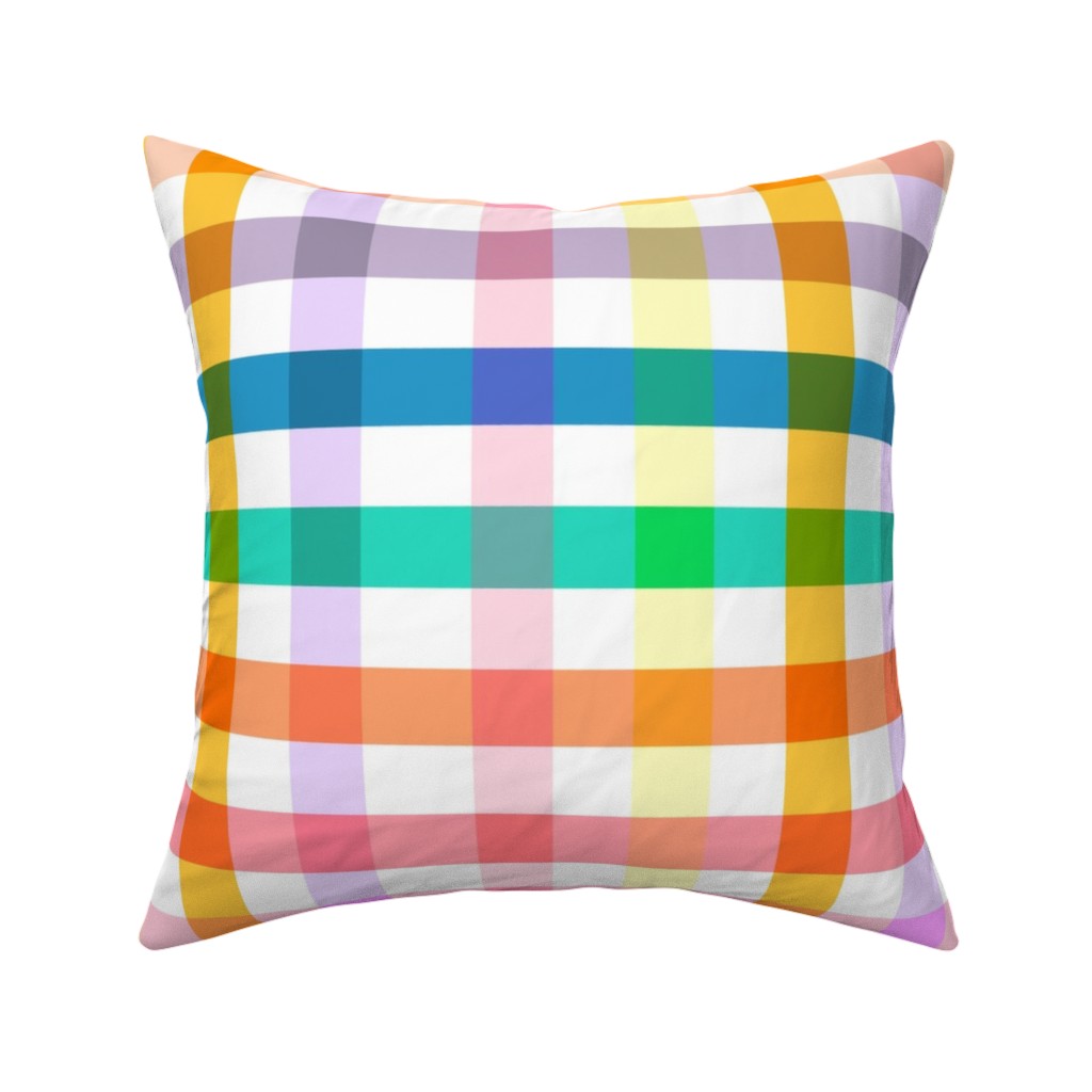 Joyful Summer Picnic Gingham - Multi Pillow, Woven, Black, 16x16, Single Sided, Multicolor