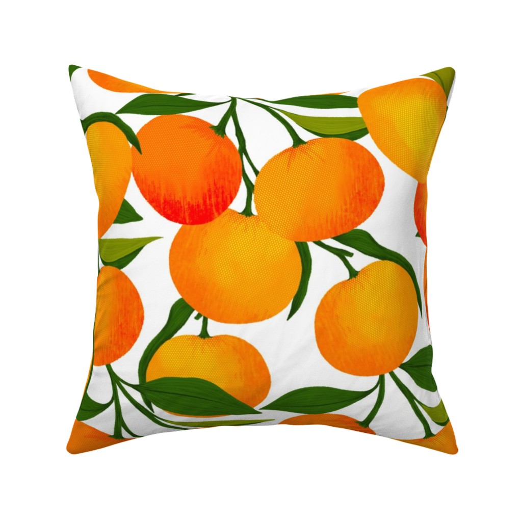 Tangerine Dreams - Orange on White Pillow, Woven, Black, 16x16, Single Sided, Orange