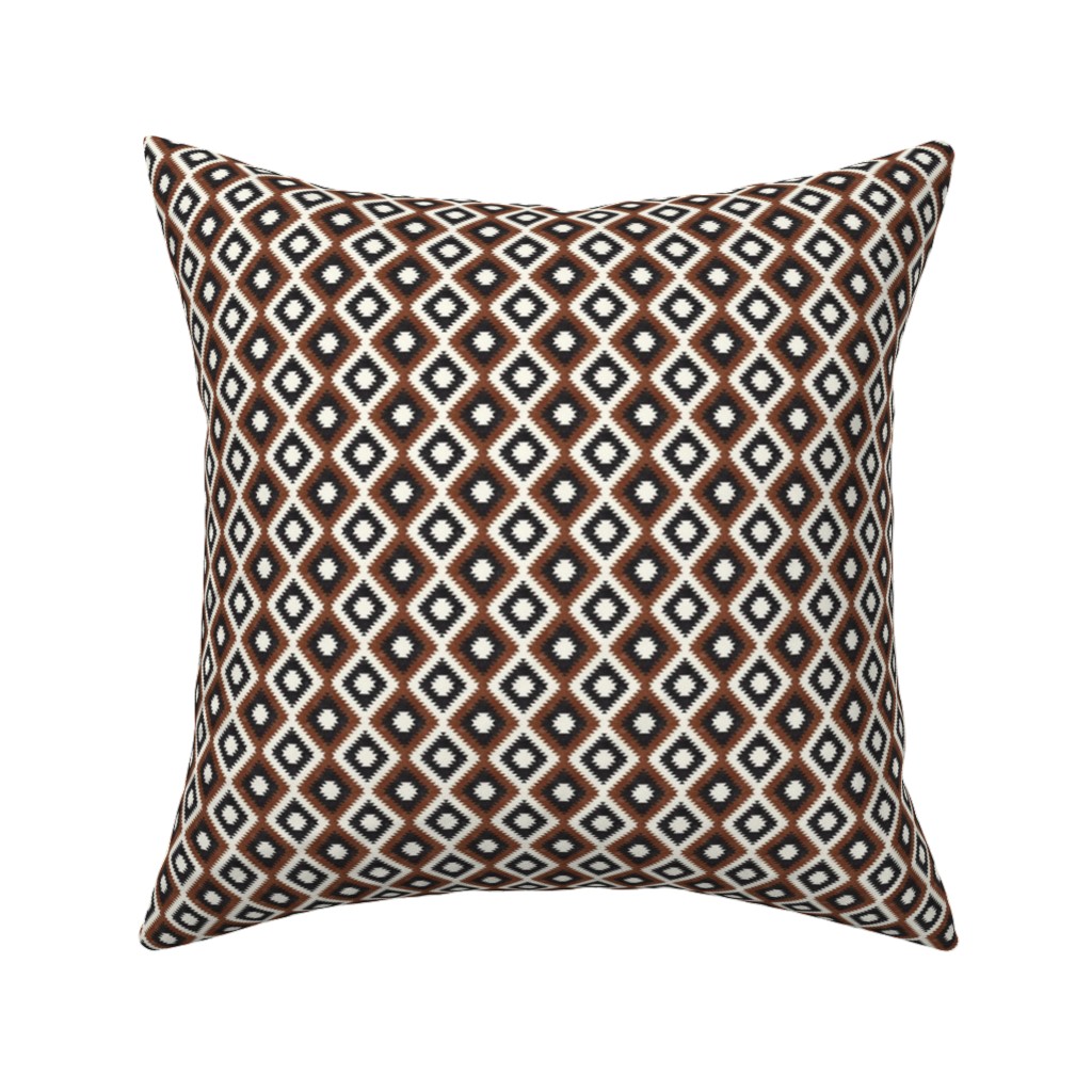 Aztec Pillow, Woven, Black, 16x16, Single Sided, Brown