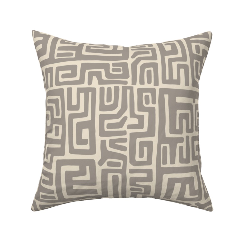 Maze Pillow, Woven, Black, 16x16, Single Sided, Gray, Cafe