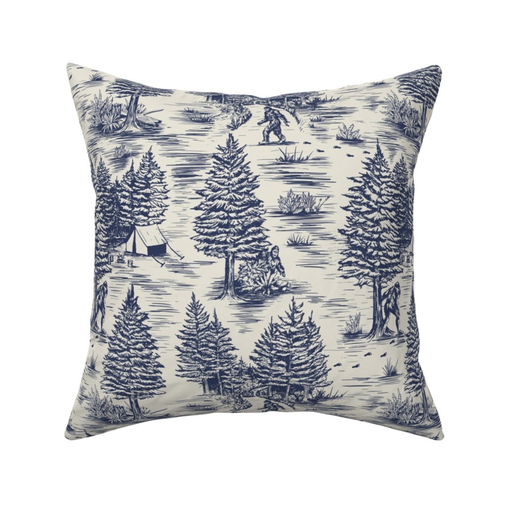 Bigfoot Toile De Jouy - Blue Pillow, Woven, Black, 16x16, Single Sided, Blue, True Blue