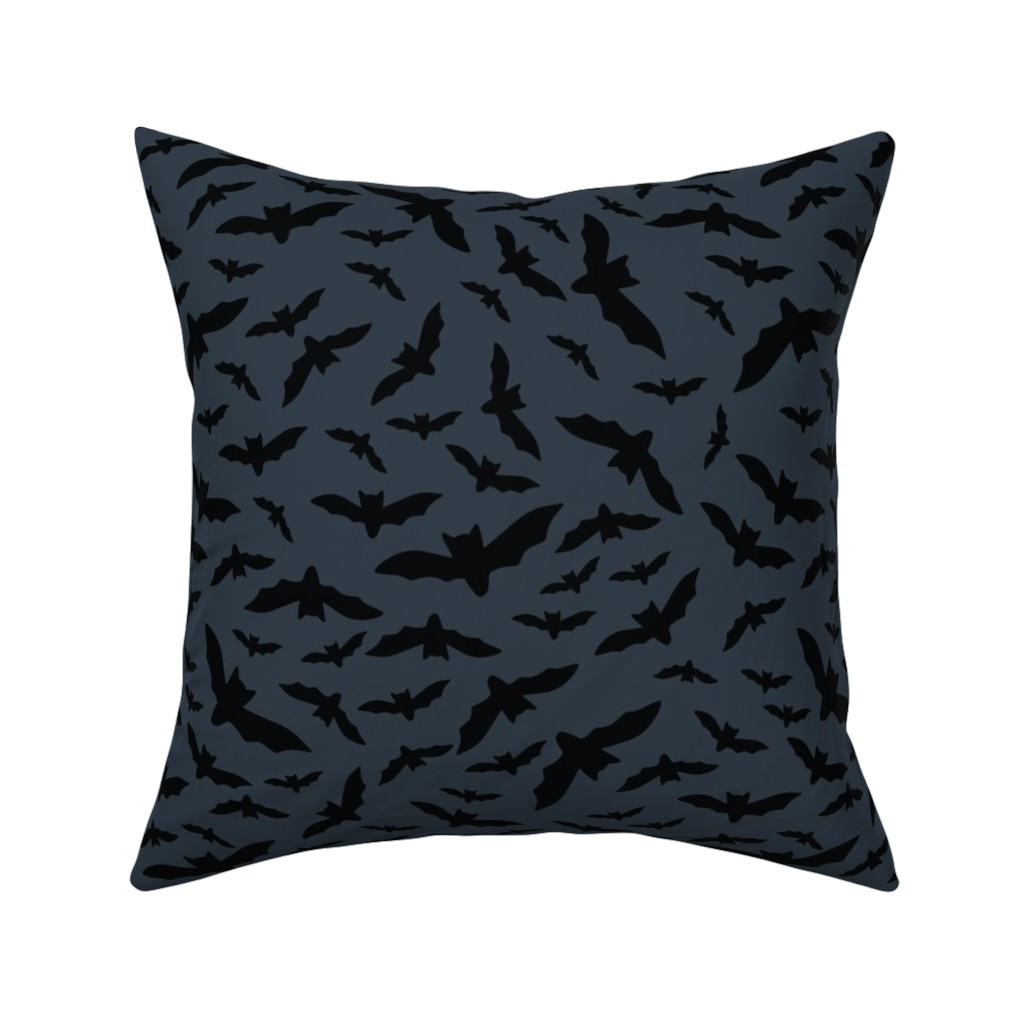 Black Bats Pillow, Woven, Black, 16x16, Single Sided, Black