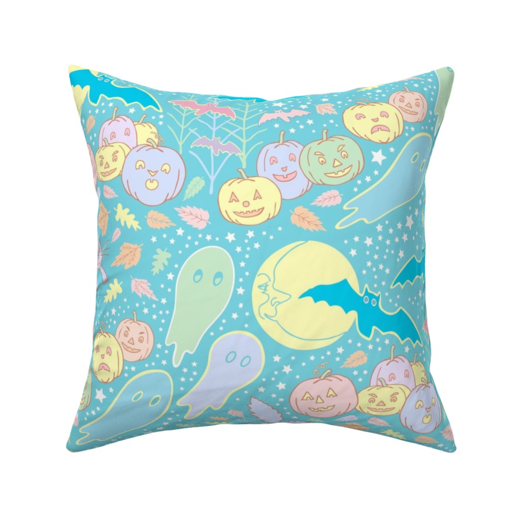 a Pastel Halloween Pillow, Woven, Black, 16x16, Single Sided, Multicolor