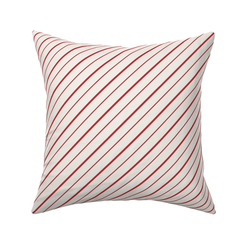 Diagonal Candy Cane Stripes Pillow, Woven, Black, 16x16, Single Sided, Red