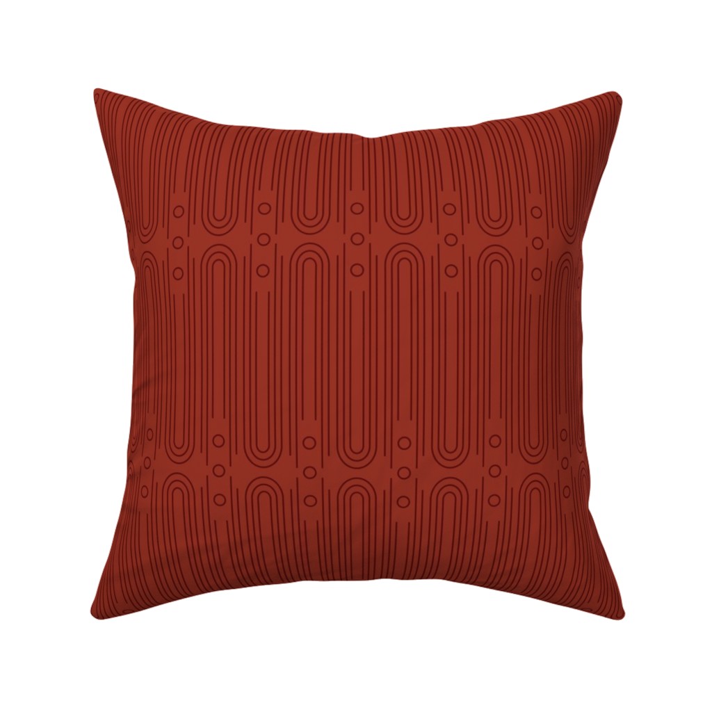 Art Deco Arches - Cranberry Pillow, Woven, Black, 16x16, Single Sided, Red