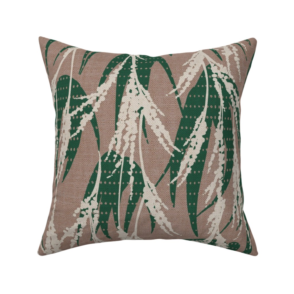 Vintage Palm Pillow, Woven, Black, 16x16, Single Sided, Beige, Warm Gray