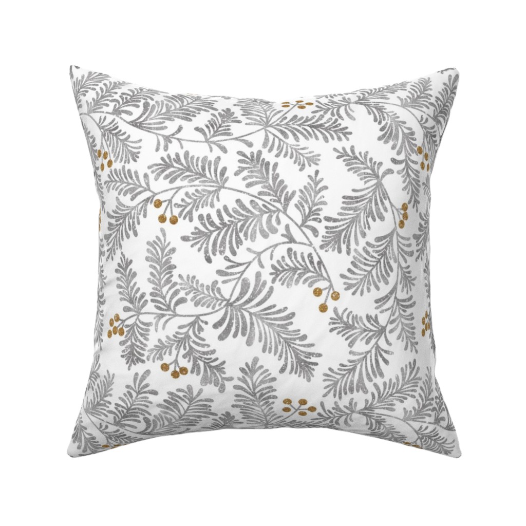 Winter Branches Pillow, Woven, Black, 16x16, Single Sided, Gray