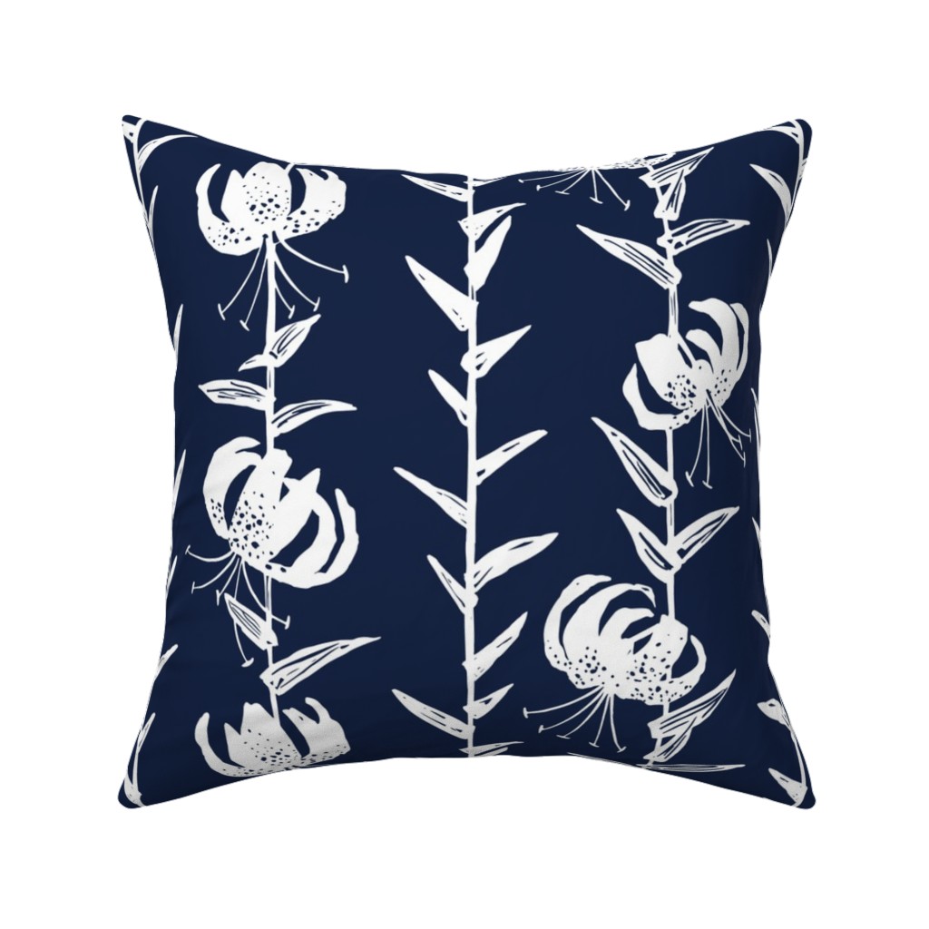 Lily Stripe - Blue Pillow, Woven, Black, 16x16, Single Sided, Blue, True Blue