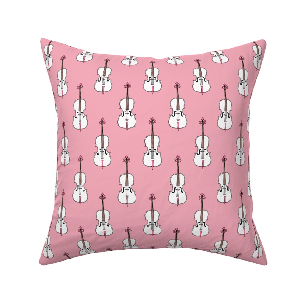 Violins - Pink Pillow, Woven, Black, 16x16, Single Sided, Pink