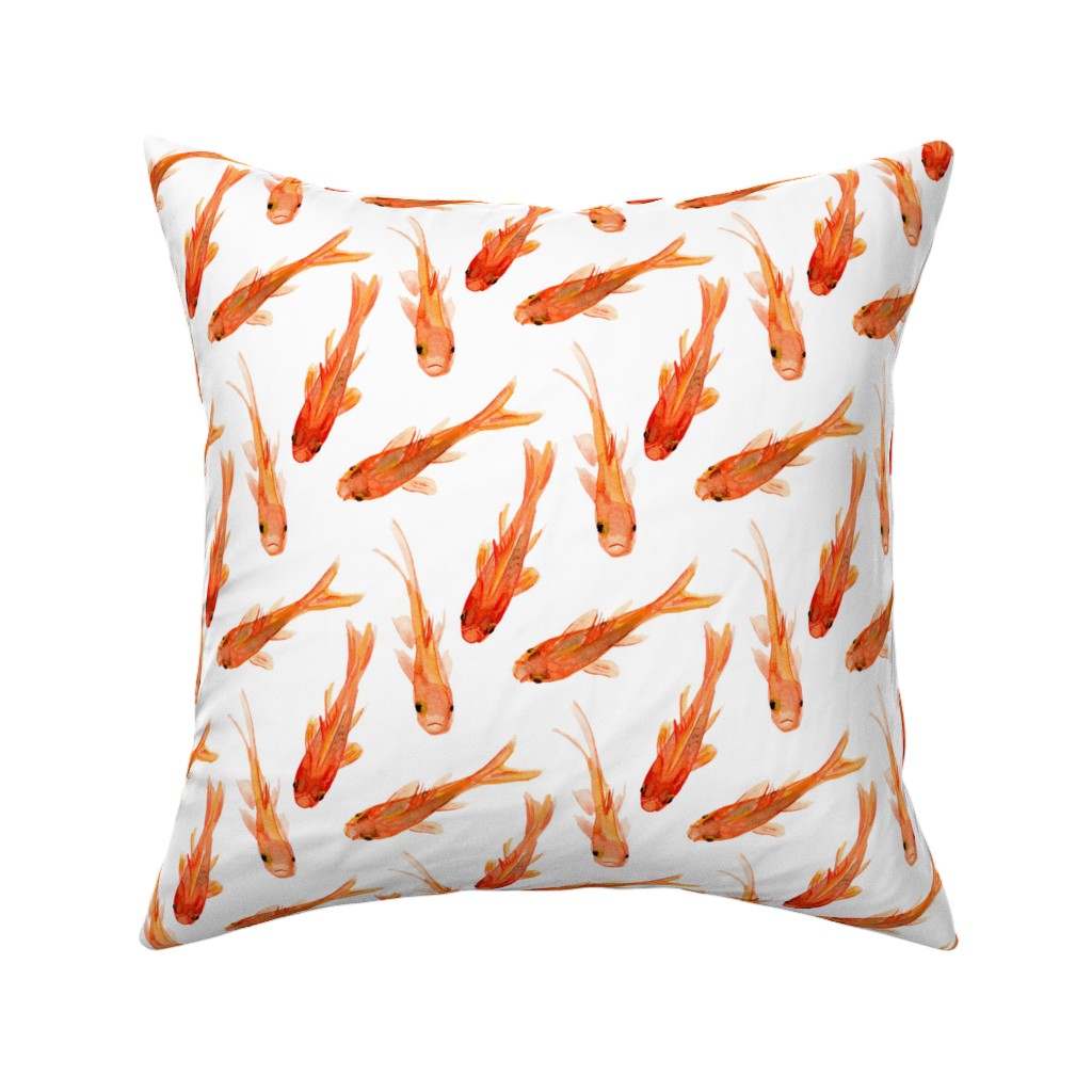 Goldfish Pillow, Woven, Black, 16x16, Single Sided, Orange, Orange