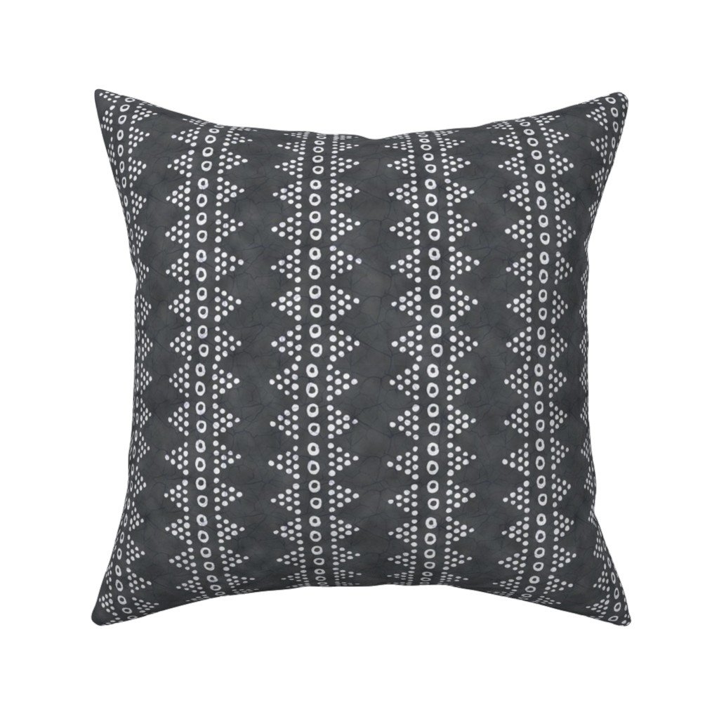 Batik Triangle Stripe - Earth Smoke Pillow, Woven, Black, 16x16, Single Sided, Gray