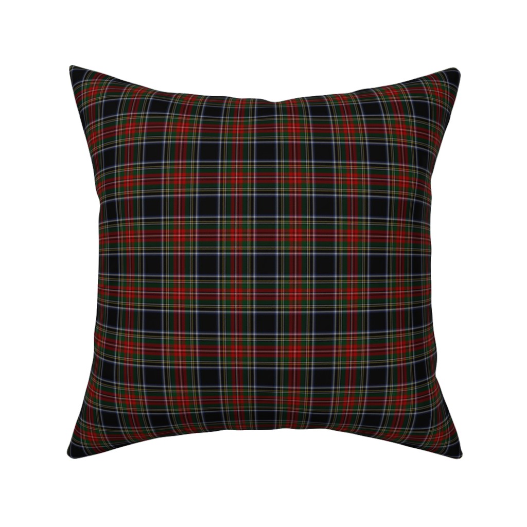 Black Stewart Tartan - Red Pillow, Woven, Black, 16x16, Single Sided, Black