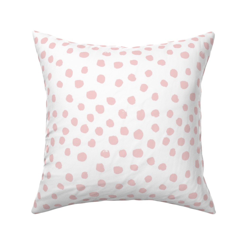 Soft Painted Dots Pillow, Woven, Black, 16x16, Single Sided, Pink, Pearl