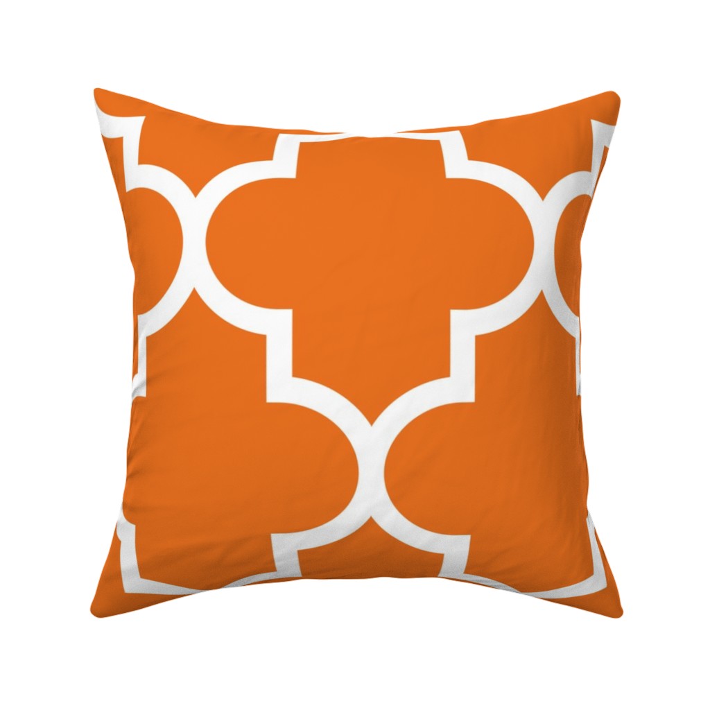 Quatrefoil - Orange Pillow, Woven, Black, 16x16, Single Sided, Orange