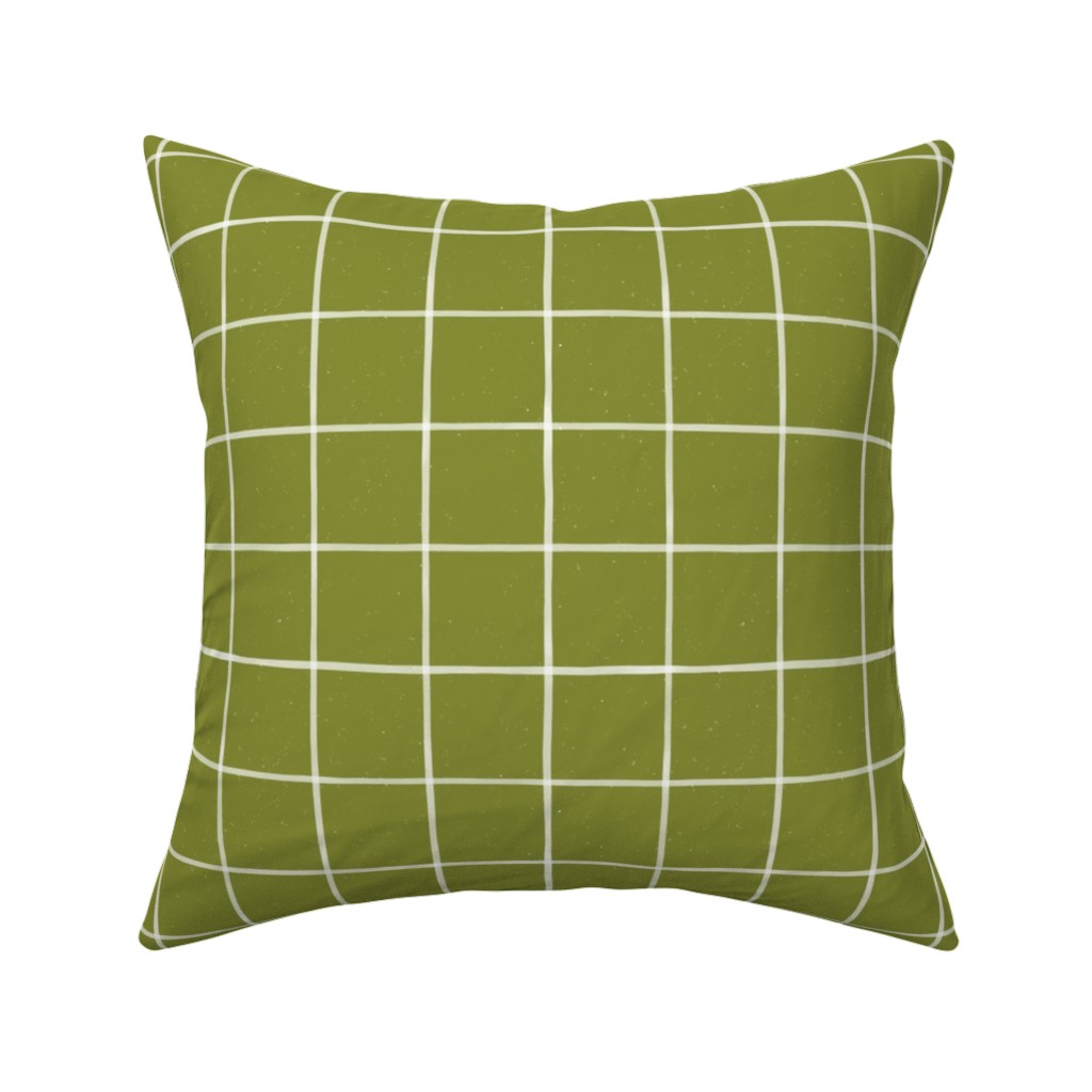 Watercolor Windowpane - Green Pillow, Woven, Black, 16x16, Single Sided, Green