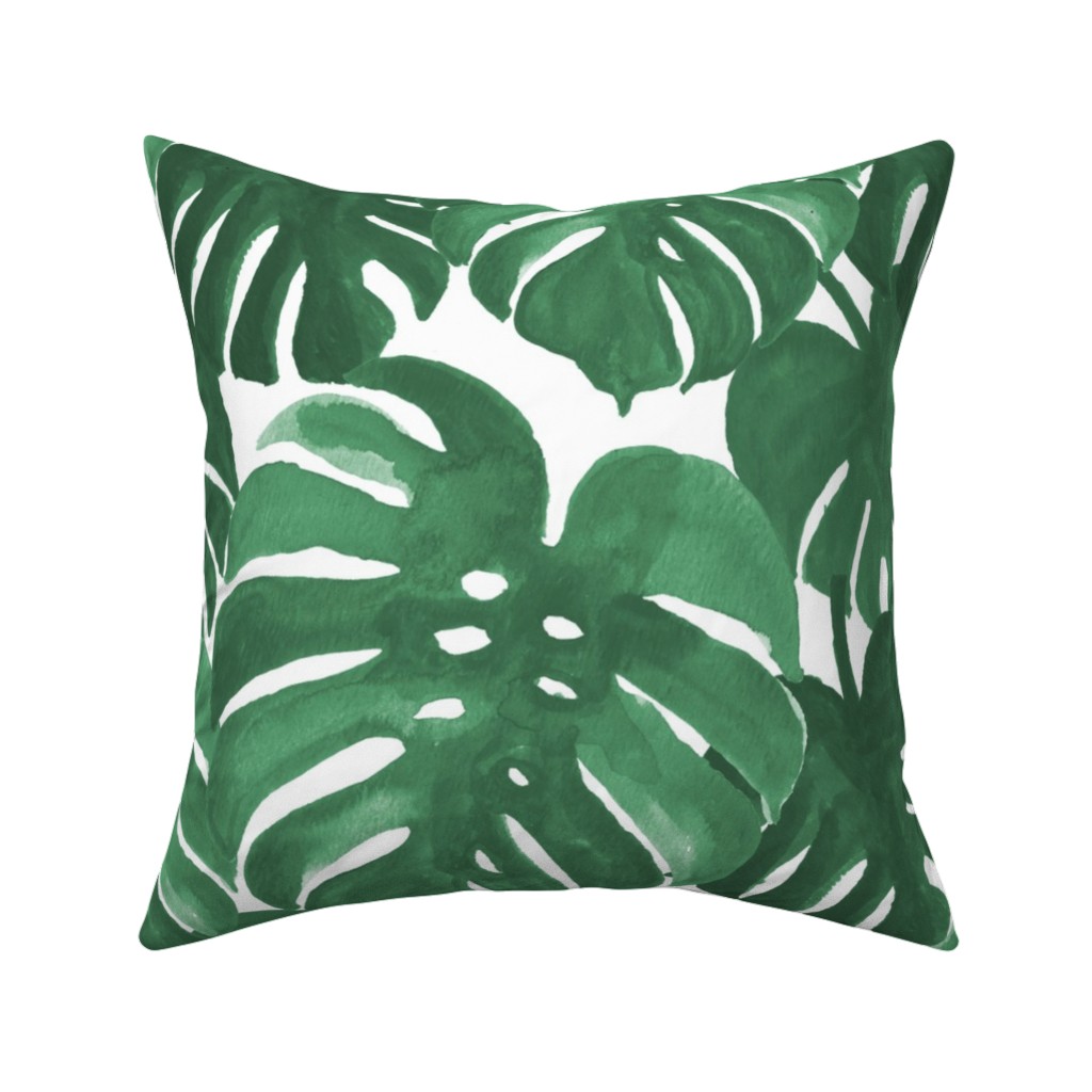 Tropical Palms - Green Pillow, Woven, Black, 16x16, Single Sided, Green, Classic Green