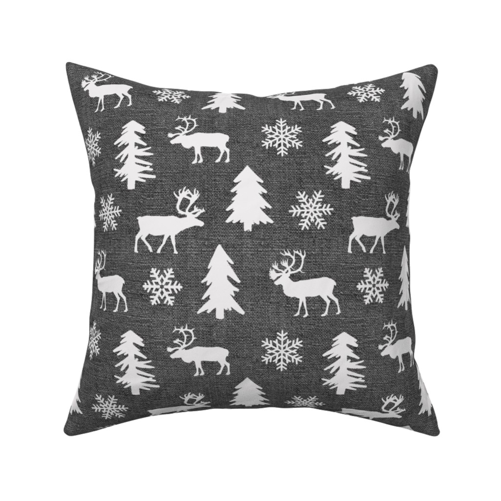 Winter Forest on Canvas Pillow, Woven, Black, 16x16, Single Sided, Gray