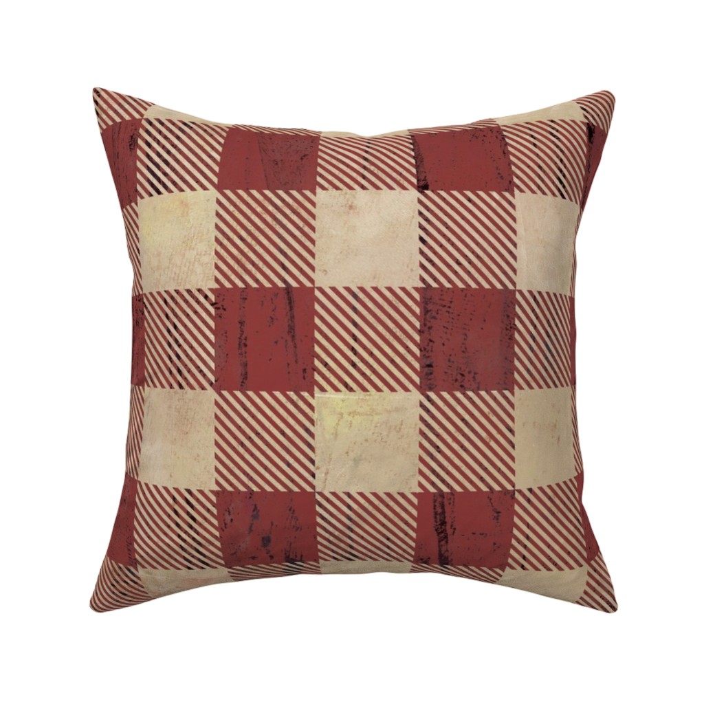 Rustic Buffalo Plaid - Red Pillow, Woven, Black, 16x16, Single Sided, Red
