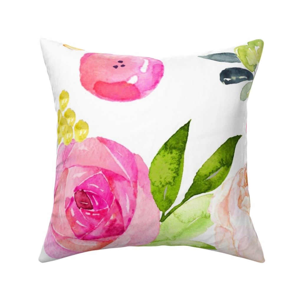 Spring Peonies, Roses, and Poppies - Pink Pillow, Woven, Black, 16x16, Single Sided, Pink
