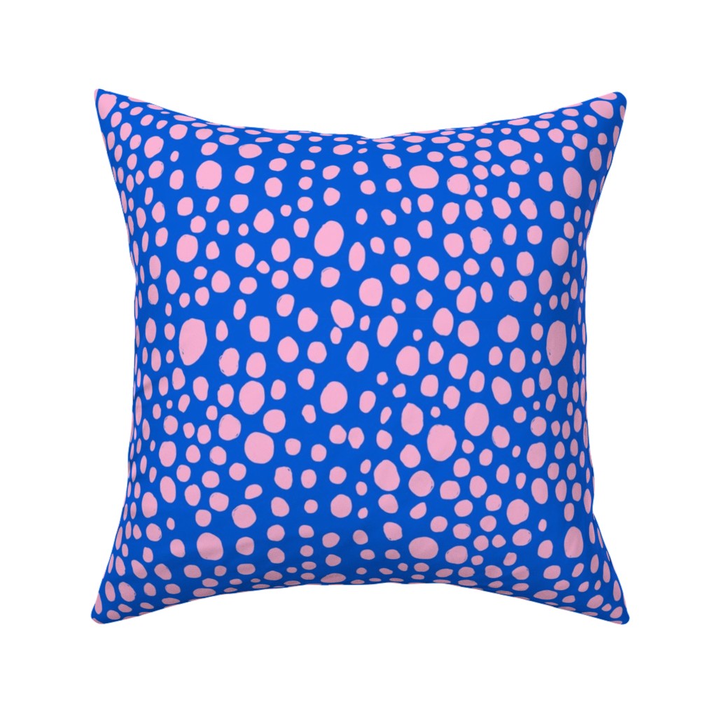 Polka Dot - Blue and Pink Pillow, Woven, Black, 16x16, Single Sided, Blue