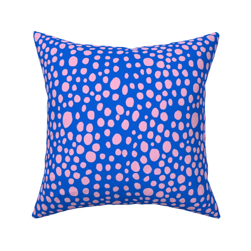 Polka Dot - Blue and Pink Pillow, Woven, Black, 16x16, Single Sided, Blue, True Blue