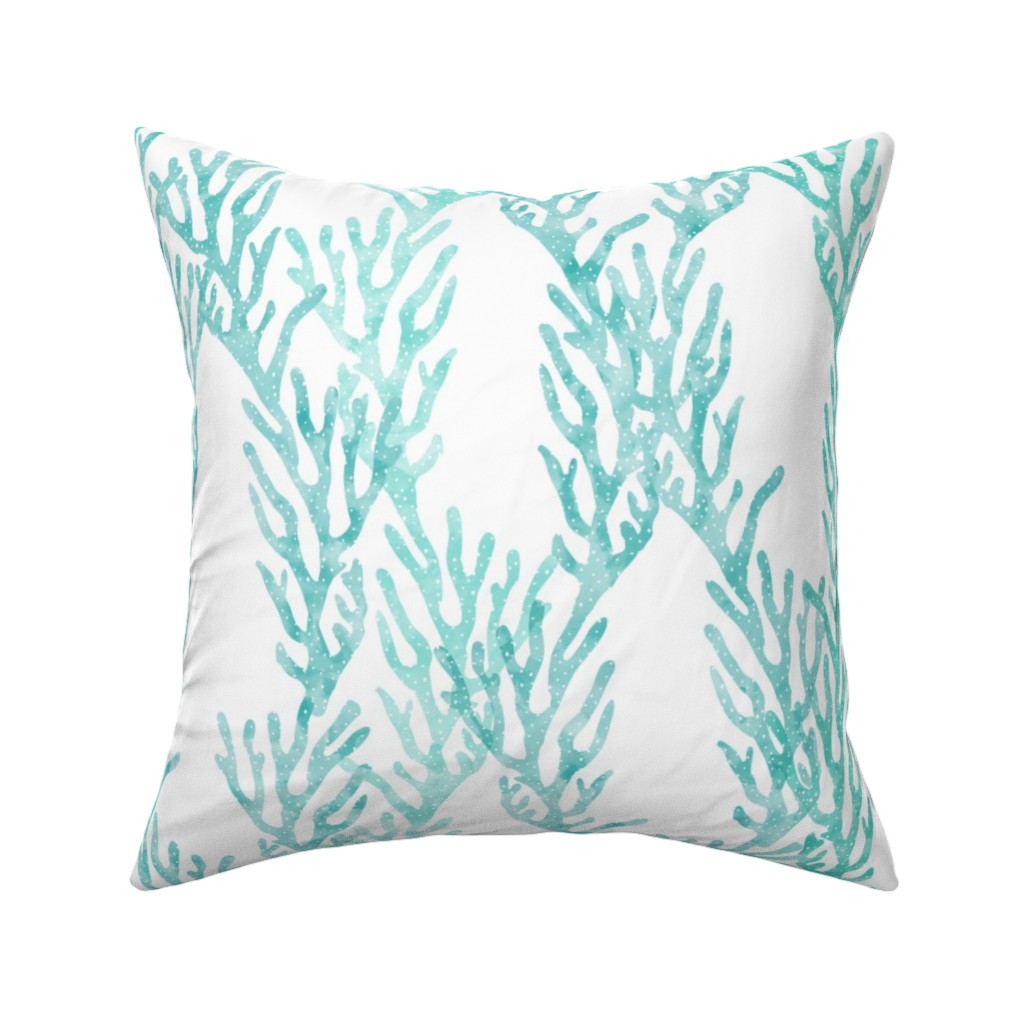 Coral Mermaid Pillow, Woven, Black, 16x16, Single Sided, Blue