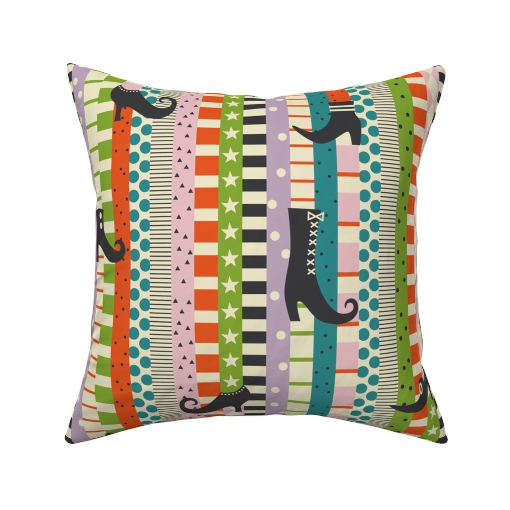 Stocking Feet - Multi Pillow, Woven, Black, 16x16, Single Sided, Multicolor