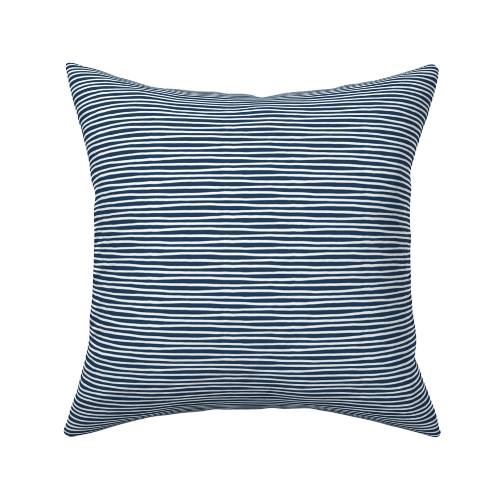 Navy Blue and White Stripes Pillow, Woven, Black, 16x16, Single Sided, Blue