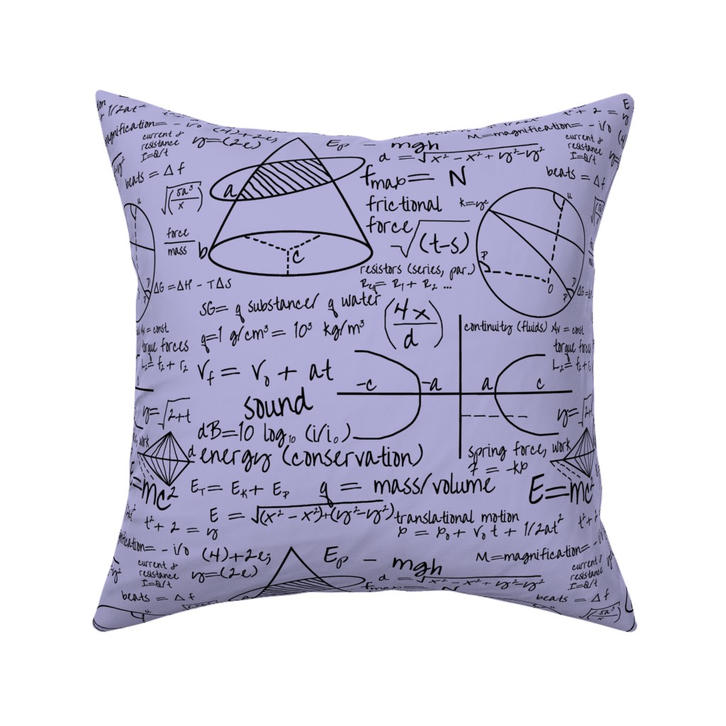 Common Equations Pillow, Woven, Black, 16x16, Single Sided, Purple
