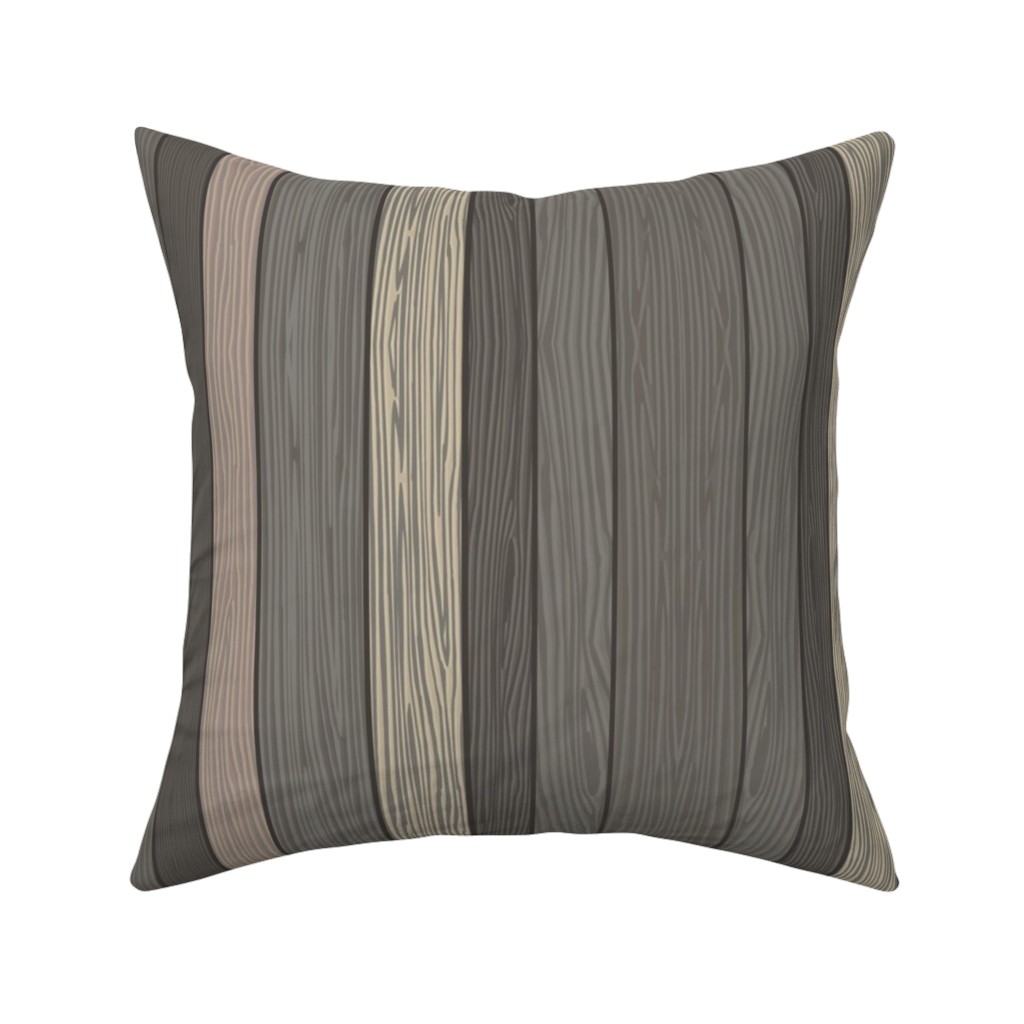 Old Wood Planks Driftwood - Brown Pillow, Woven, Black, 16x16, Single Sided, Brown