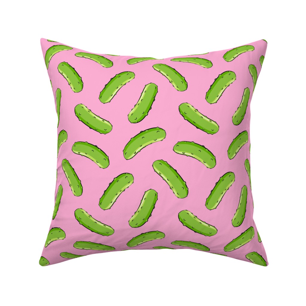Pickles - Pink Pillow, Woven, Black, 16x16, Single Sided, Pink