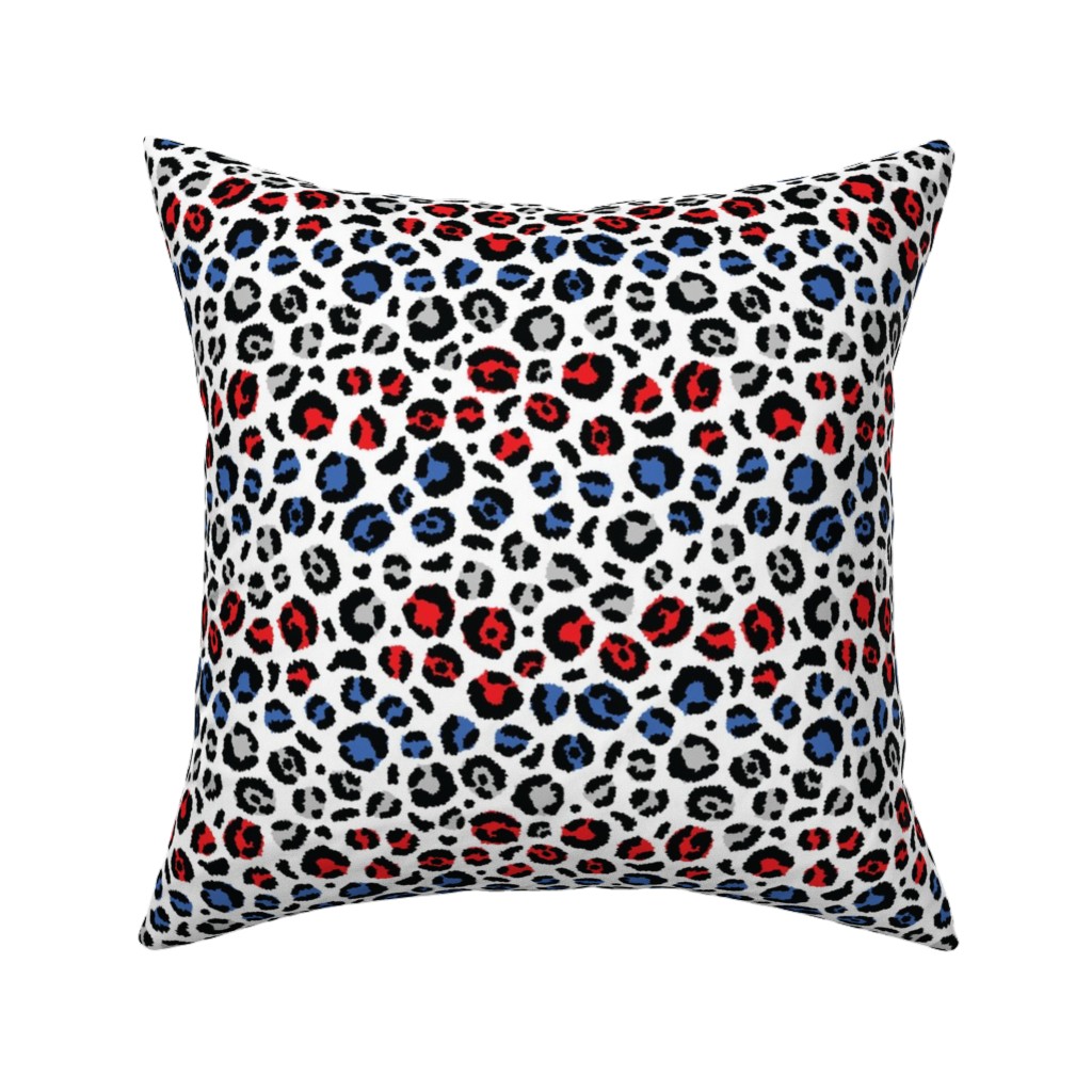 Patriotic Leopard Pillow, Woven, Black, 16x16, Single Sided, Multicolor