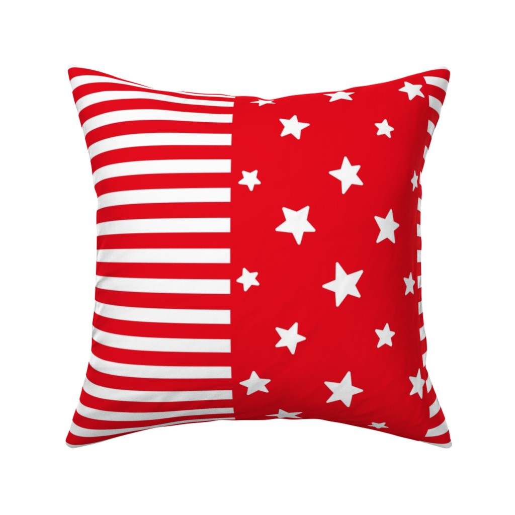 Stars and Stripes - Red and White Pillow, Woven, Black, 16x16, Single Sided, Red