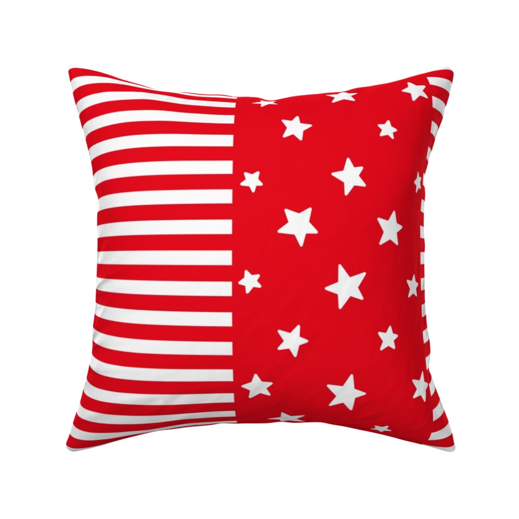 Stars and Stripes - Red and White Pillow, Woven, Black, 16x16, Single Sided, Red, Red