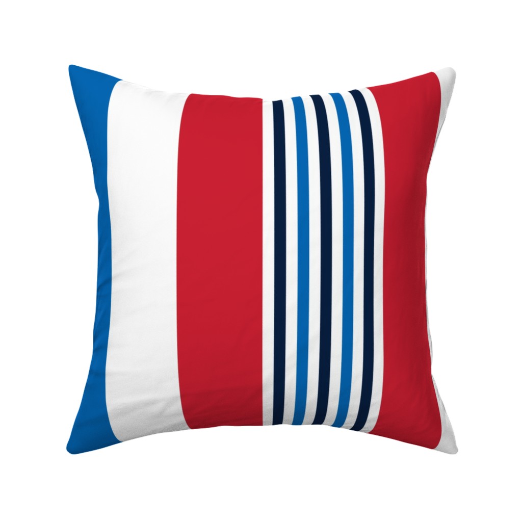 Vertical Stripes - Red White and Blue Pillow, Woven, Black, 16x16, Single Sided, Multicolor