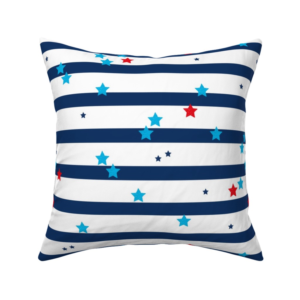 Stars and Stripes Americana - Multi Pillow, Woven, Black, 16x16, Single Sided, Blue, True Blue