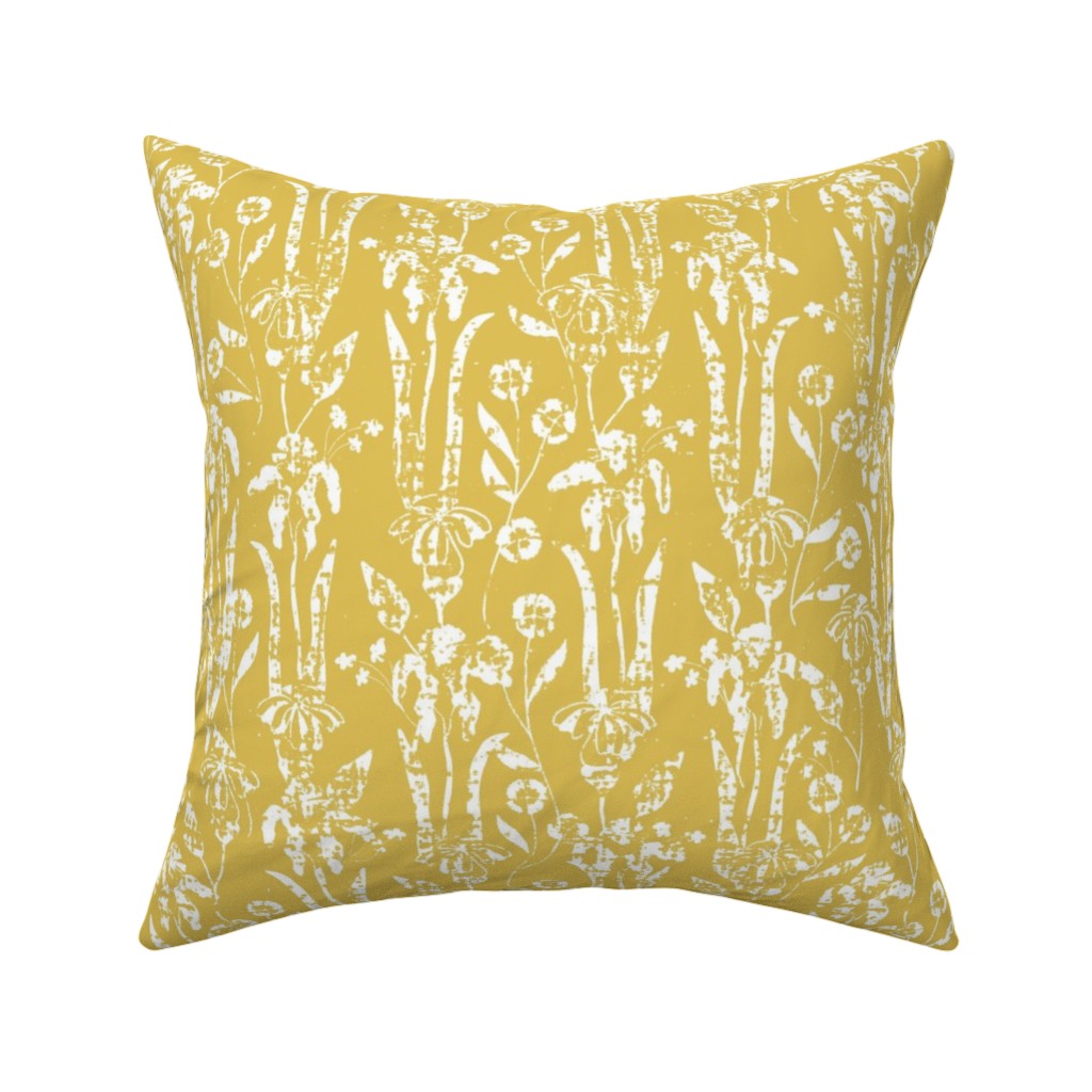 Distressed Iris - Sunshine Pillow, Woven, Black, 16x16, Single Sided, Yellow