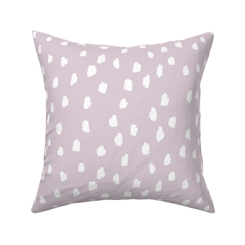 Scattered Marks - White on Lilac Pillow, Woven, Black, 16x16, Single Sided, Purple