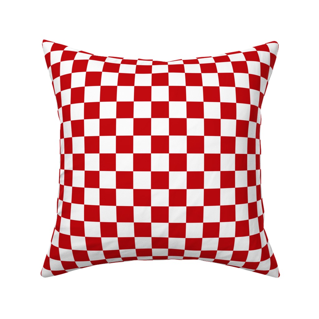Checkerboard - Red and White Pillow, Woven, Black, 16x16, Single Sided, Red, Red