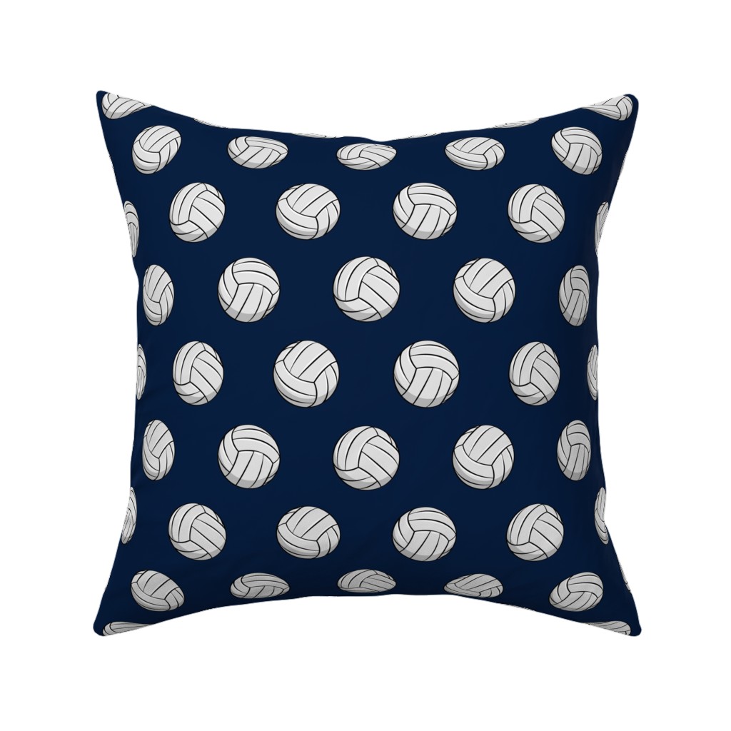 Volleyball - Blue Pillow, Woven, Black, 16x16, Single Sided, Blue