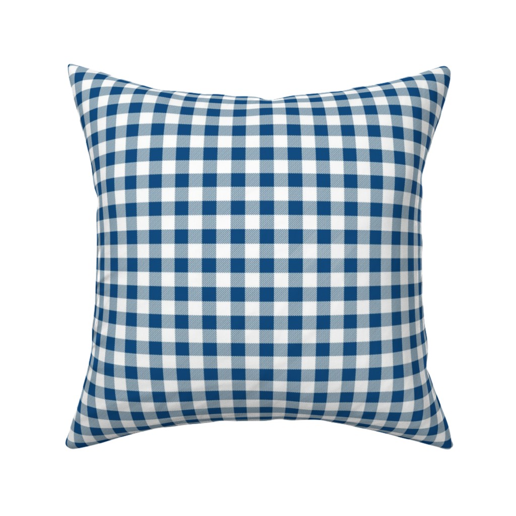 Classic Gingham - Blue Pillow, Woven, Black, 16x16, Single Sided, Blue, True Blue