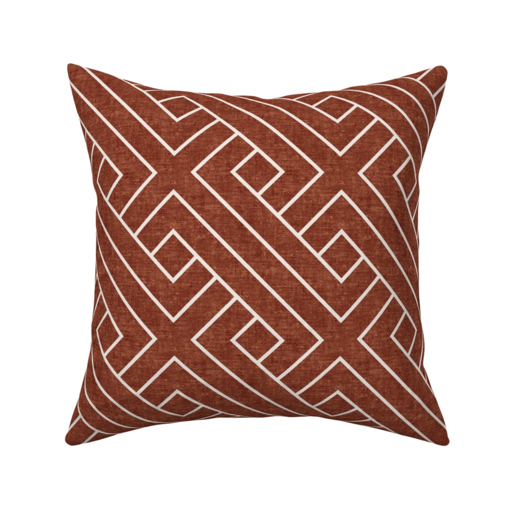 Cadence Geometric Weave - Rust Pillow, Woven, Black, 16x16, Single Sided, Red