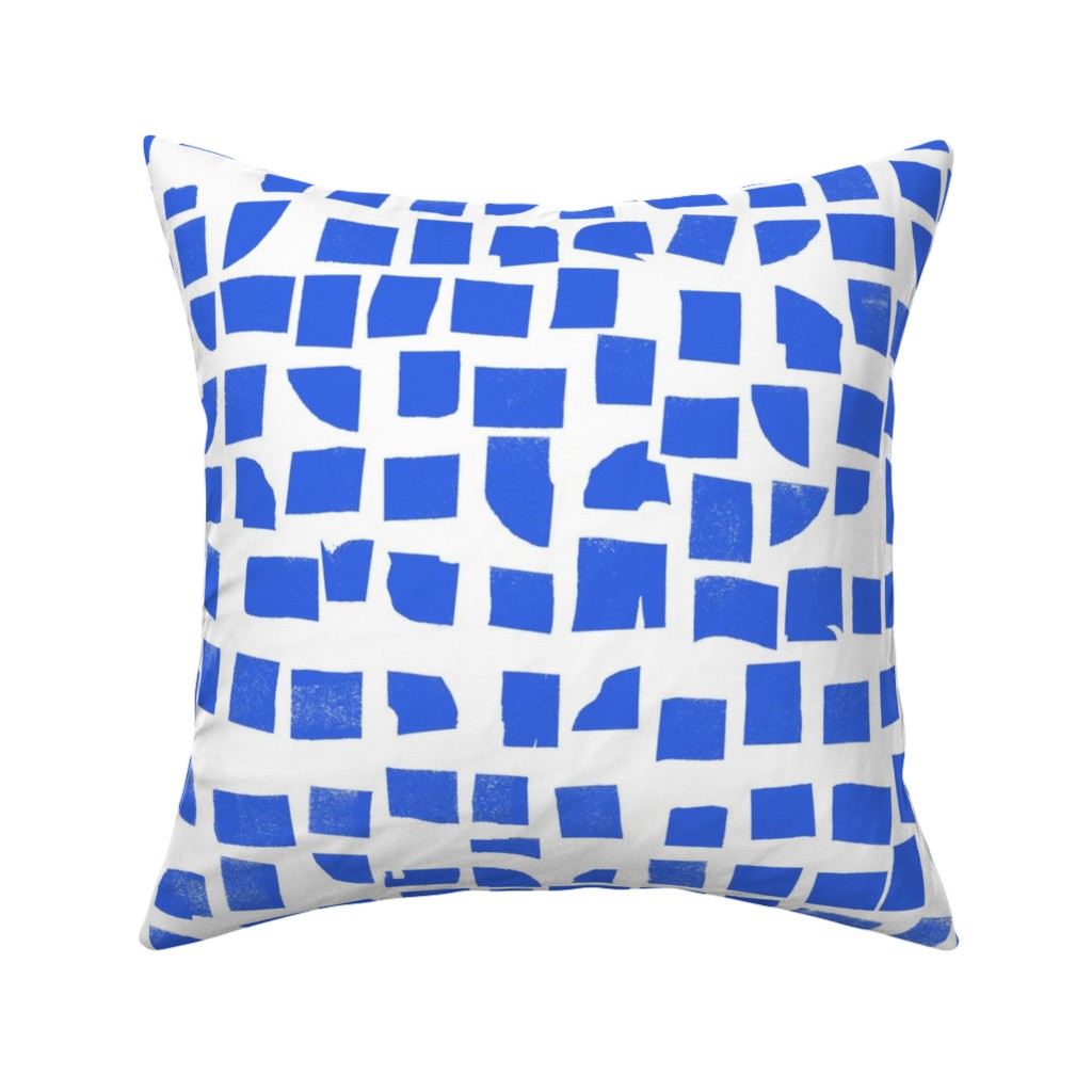 Blue Check Pillow, Woven, Black, 16x16, Single Sided, Blue