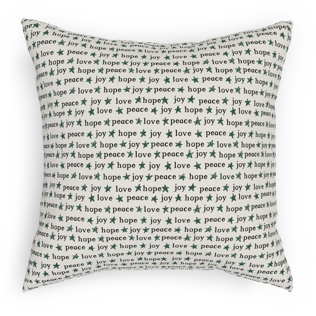 Peace Love Hope Joy - Beige Pillow, Woven, Beige, 18x18, Single Sided, Beige, Pearl