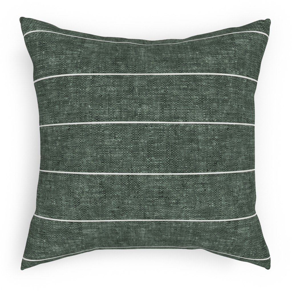 Farmhouse Stripes - Restoration Green Pillow, Woven, Beige, 18x18, Single Sided, Green, Classic Green